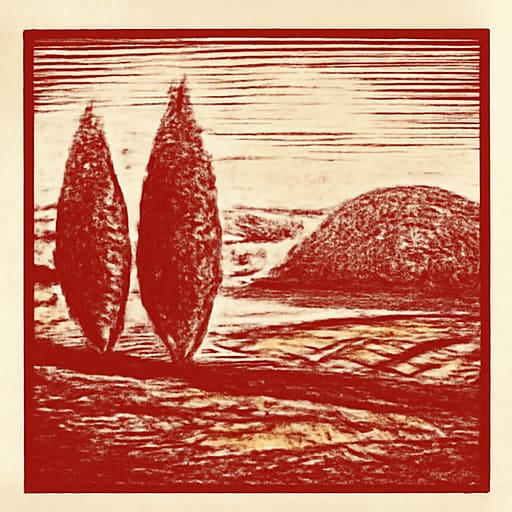 Engraved plate: crescent moon and sleeping figure
